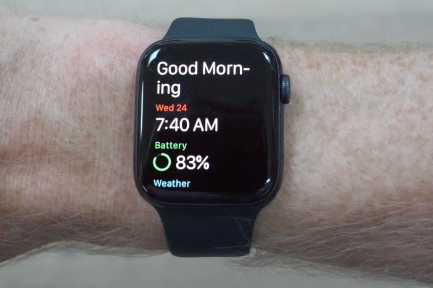 Man sieht die Schlafanalyse auf der Apple Watch. 